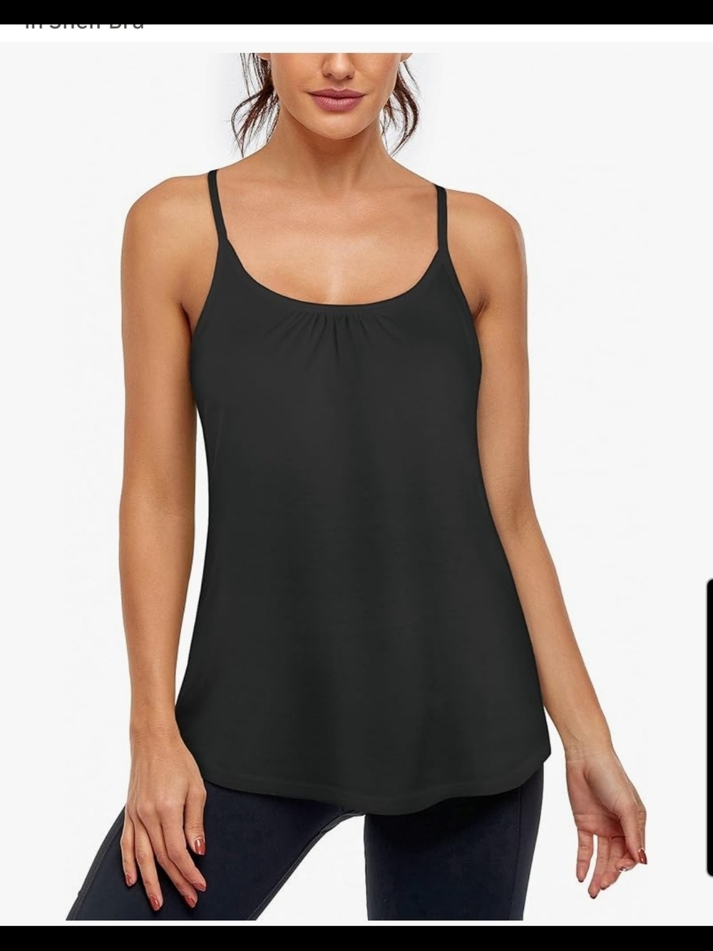 Amazon Black Scoop Neck Spaghetti Strap Tank Top Built In Bra